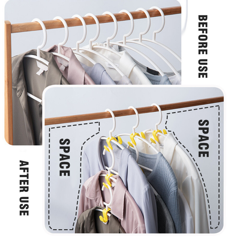 10pcs Portable Double-sided Hanger Connector Hook Detachable Multi-function Closet Wardrobe Household Space-saving Hanger