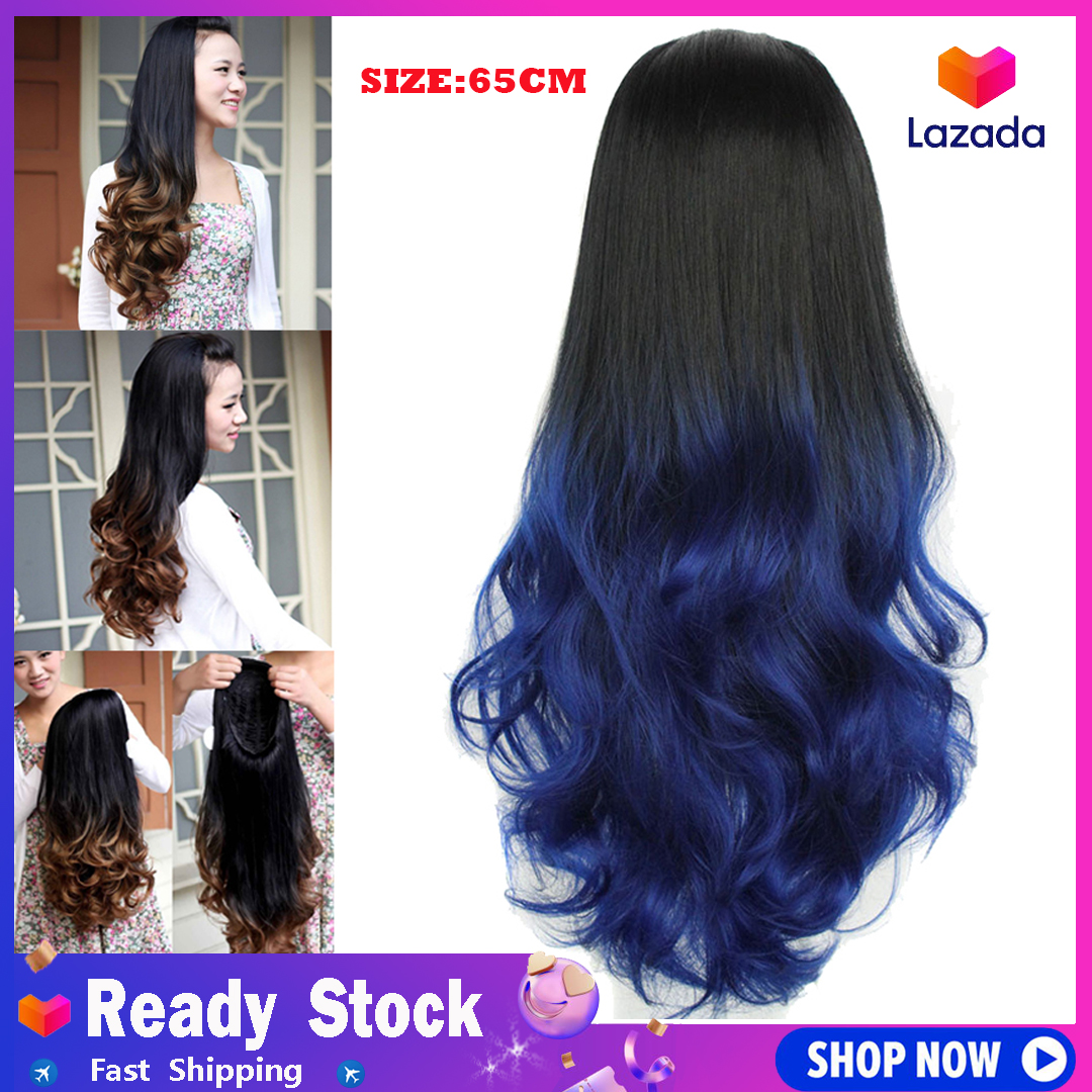 Blackhair Big Wave Human Hair Wigs Long Curly Wavy Full Hair Wigs Heat Resistant Gradient Color Beauty Style For Women Brown Lazada Ph
