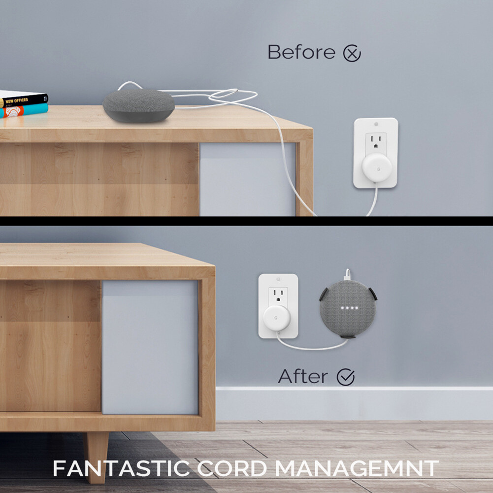 householdsa Wall Mount Bracket Smart Speaker Case Holder Built-in Cable Management Compatible For Google Home Mini/echo Dot 3rd Generation