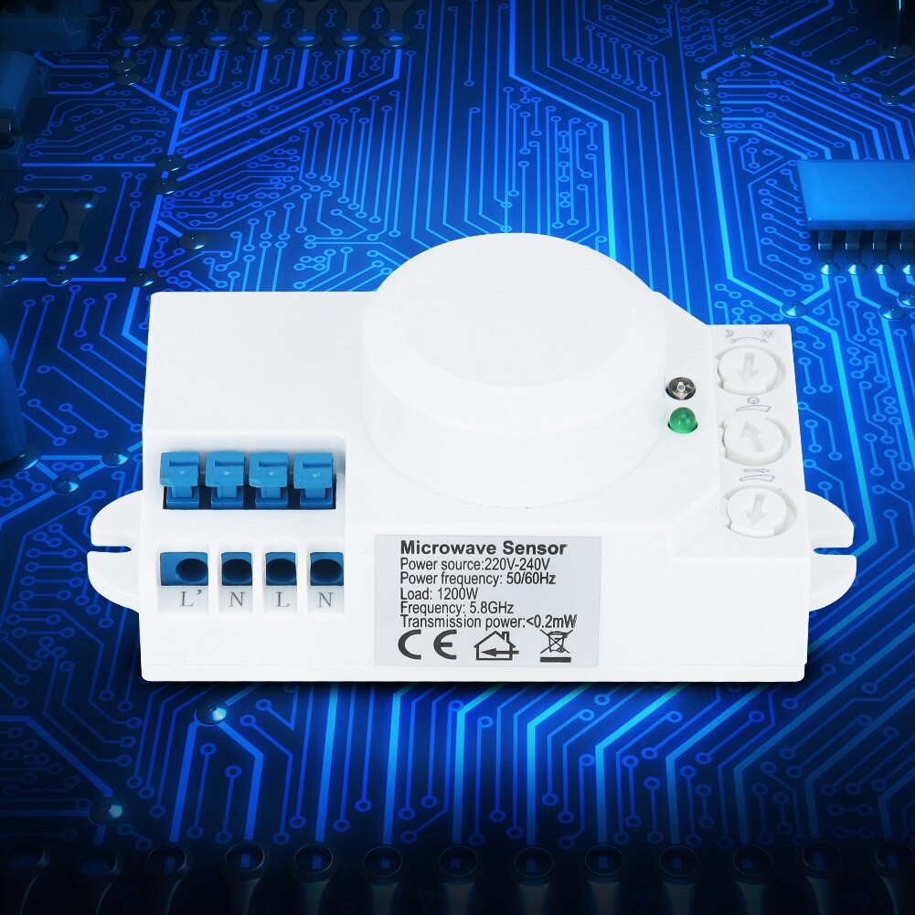 5.8GHz Microwave Radar Sensor Body Motion Auto Detector Light Switch AC 220V-240V