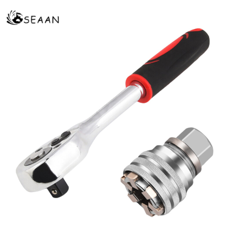 3/8 Inch Socket Ratchet Wrench &Amp; Universal Socket Tool Set, Super Socket Adapter , Drive Ratchet Handle, Universal Socket For DIY Handyman,Husband,Boyfriend,Dad