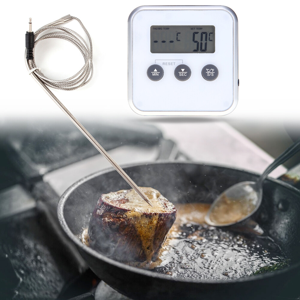 【Hot sale】Electronic Thermometer Timer Food Meat Temperature Meter Gauge with Probe