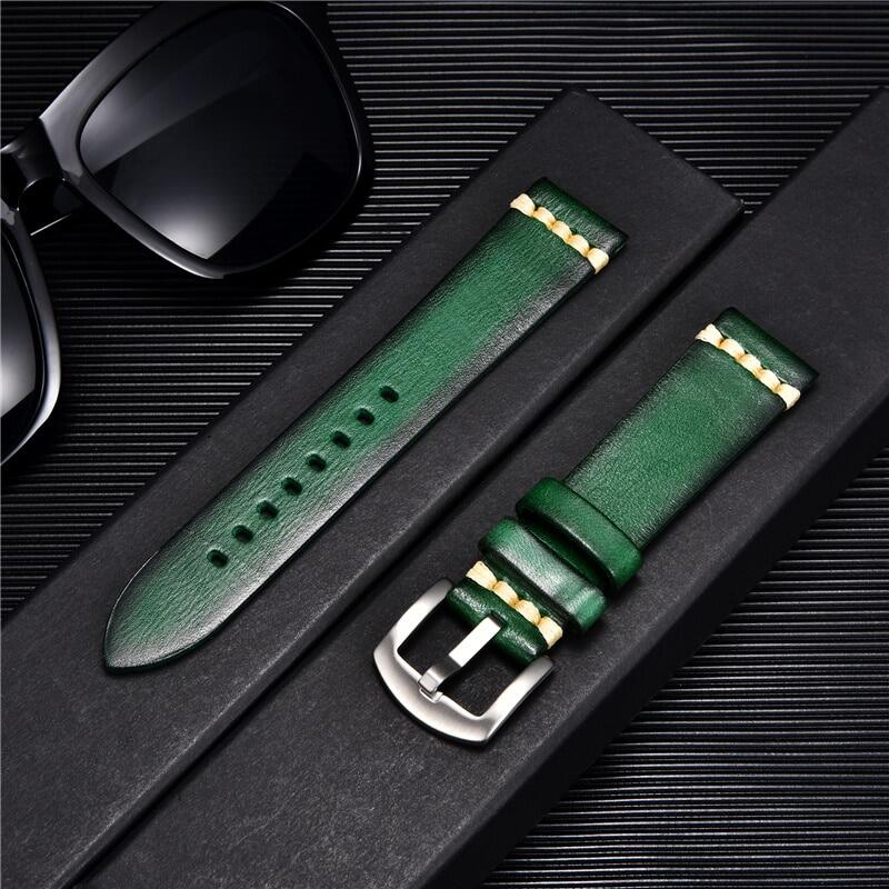 }“{: Vegetable Tanned Leather Strap With Solid Button Retro Watchbands 18Mm 20Mm 22Mm 24Mm Watches Accessories Replace Watch Straps