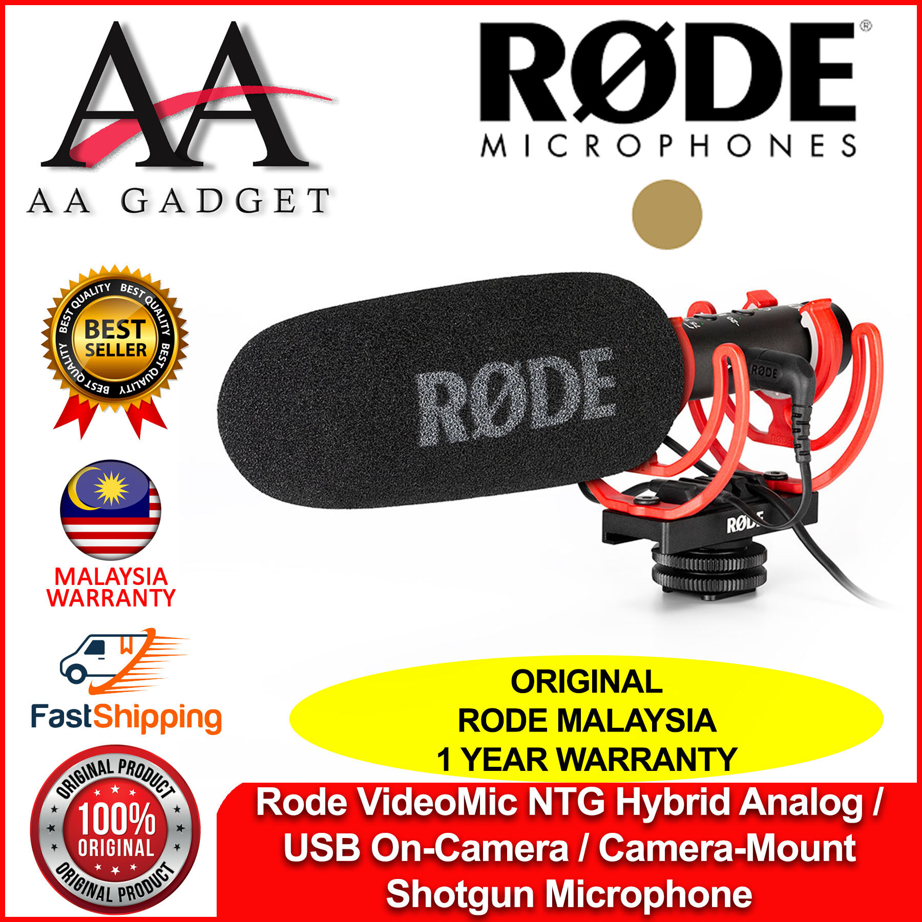 Rode VideoMic NTG Hybrid Analog / USB OnCamera / CameraMount Shotgun