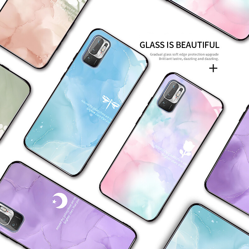 Hard Case For Xiaomi Redmi Note10 Note 10 5G Note10 Pro Note 10S Multicolored Dreamlike Painting Design Shockproof Glossy Case Tempered Glass Back Cover Casing