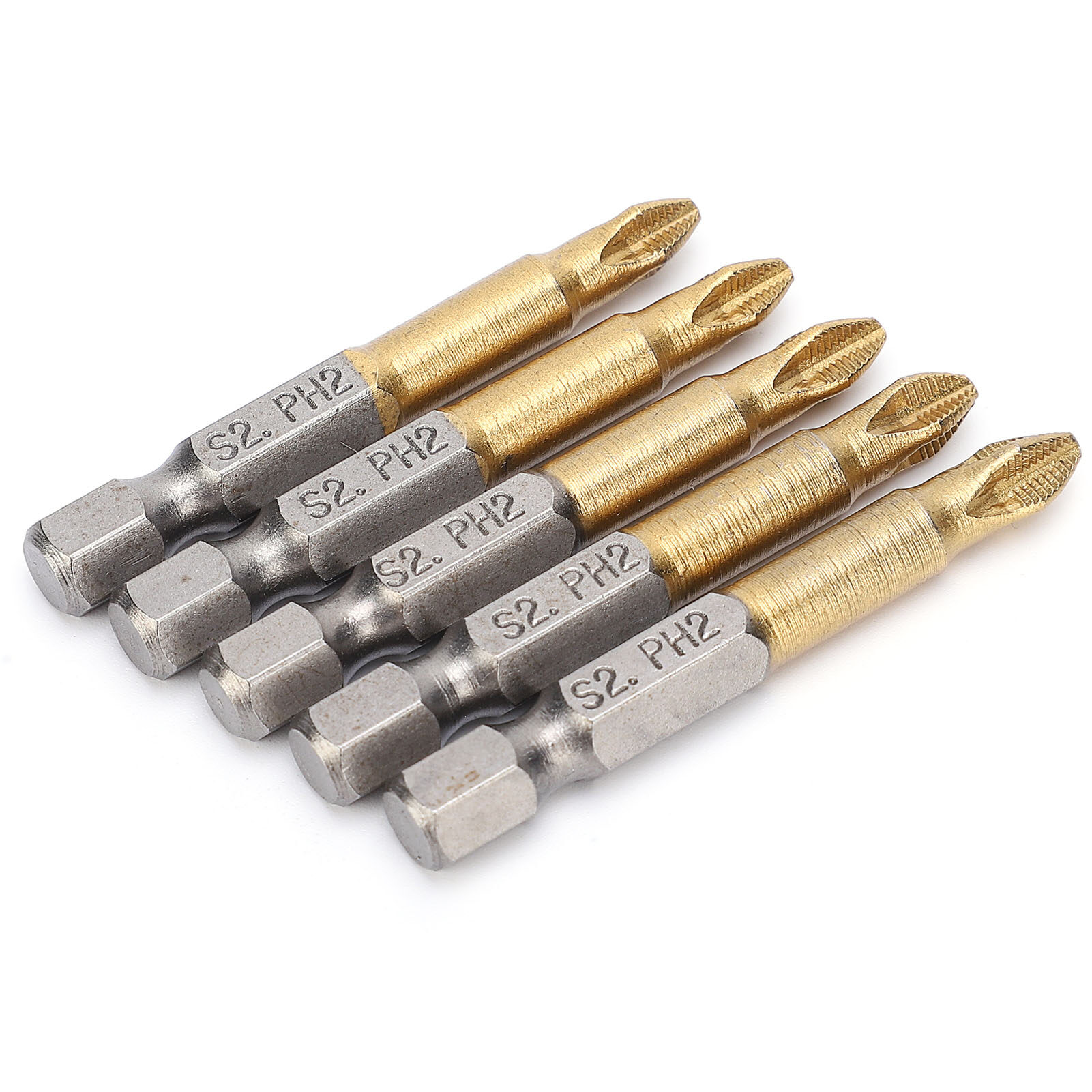 5pcs 50mm PH2 Head Screwdriver Bits Set Anti-skid 1/4 Inch Hex Shank