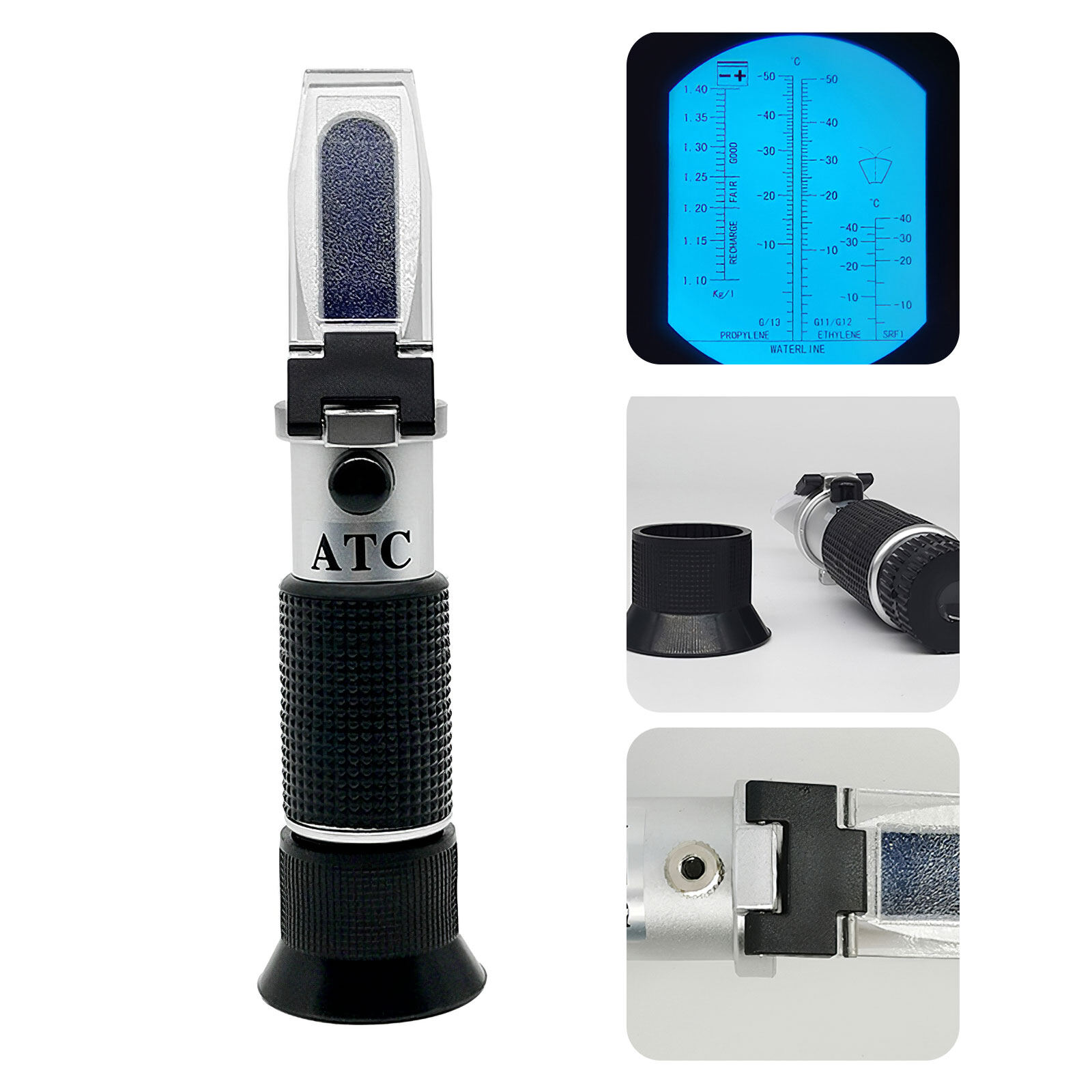 Hand Held Tester Tool 4 In 1 Honey Refractometer for Honey Moisture Engine Fluid Glycol Antifreeze Freezing Point Car Battery Refractometer Antifreeze Tester 58-90% Brix Scale Range Honey Moisture Tester with ATC