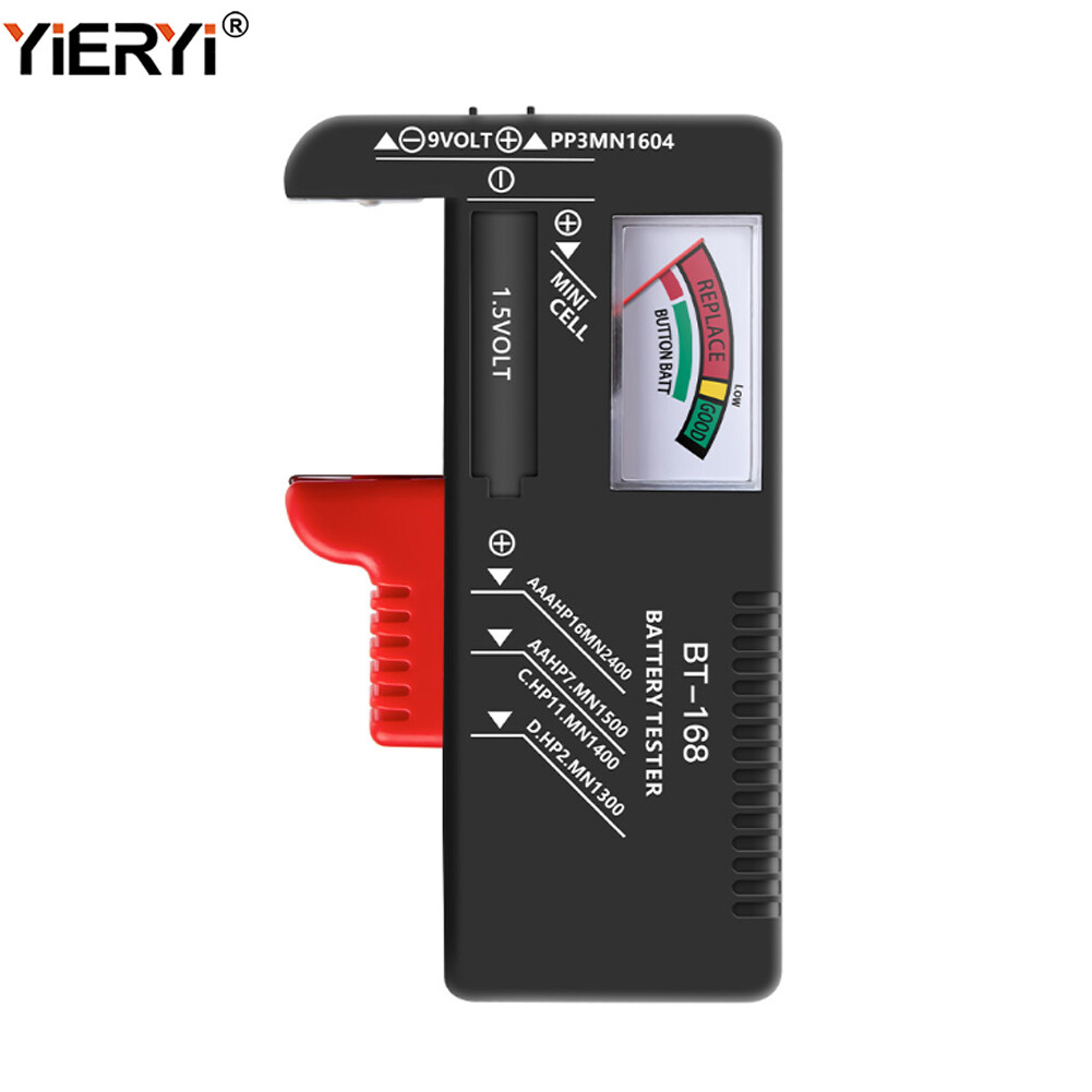 Yieryi bt-168 aa/aaa/c/d/9v/1.5v batteries universal button cell battery digital battery tester volt checker