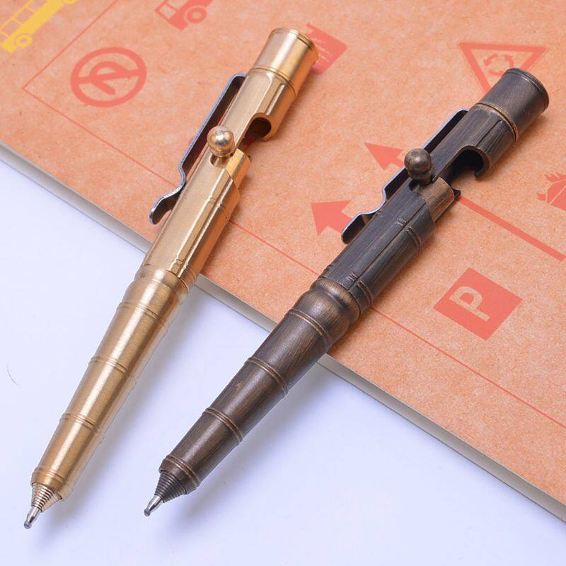 Solid Brass Gel Ink Pen Retro Bamboo Node Bolt Action Writing Tool School Office Stationery Supply