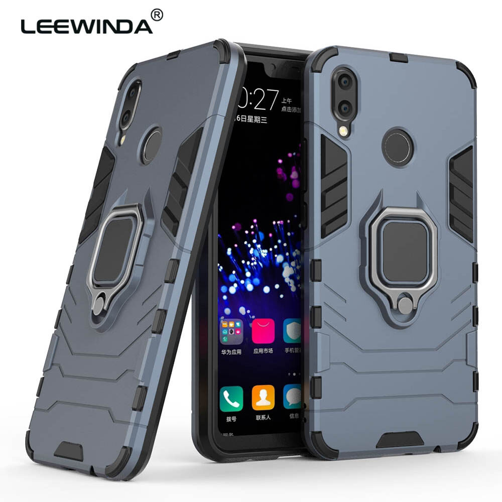 LEEWINDA For Huawei Nova 3i Phone Case, Silicone TPU And Hard PC Luxury Armor Shockproof Metal Ring Holder Cover