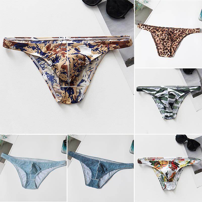 Thesportsshop Men's Low Waist Shorts Breathable Print Briefs Elastic Underpants