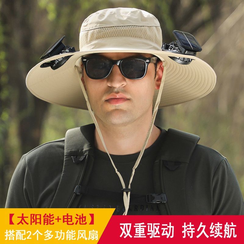 Men's Solar & USB Charging Fan Hat – Breathable Fisherman Hat For Summer Sun Protection