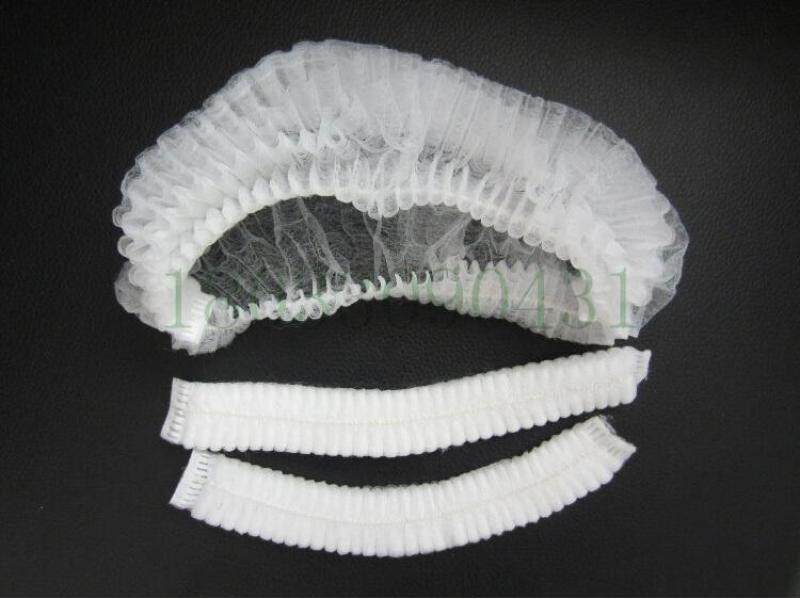 1000pcs/10bags, 21” Double Elastic Disposable Non-woven Hair Net/ Mop Cap/Clip Cap/Bouffant Cap/Anti Dust Clip, Blue/White