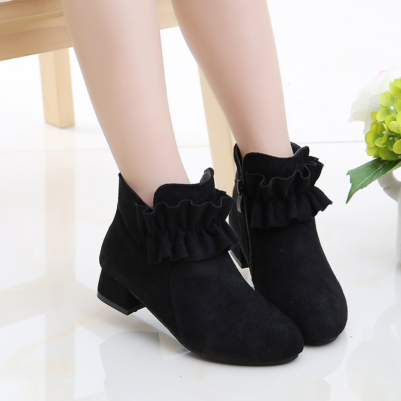 Fashion Kids Boots Warm Winter Boots High Heels Girls Martin Boots Shoes  Autumn Winter Flock Leather Children Boots Size 27-39 | Lazada