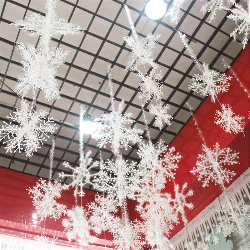 30pcs Christmas Three-dimensional Snowflake String  Christmas Party Snowflake Ornate Charms Tree Deco Christmas Tree Ornaments