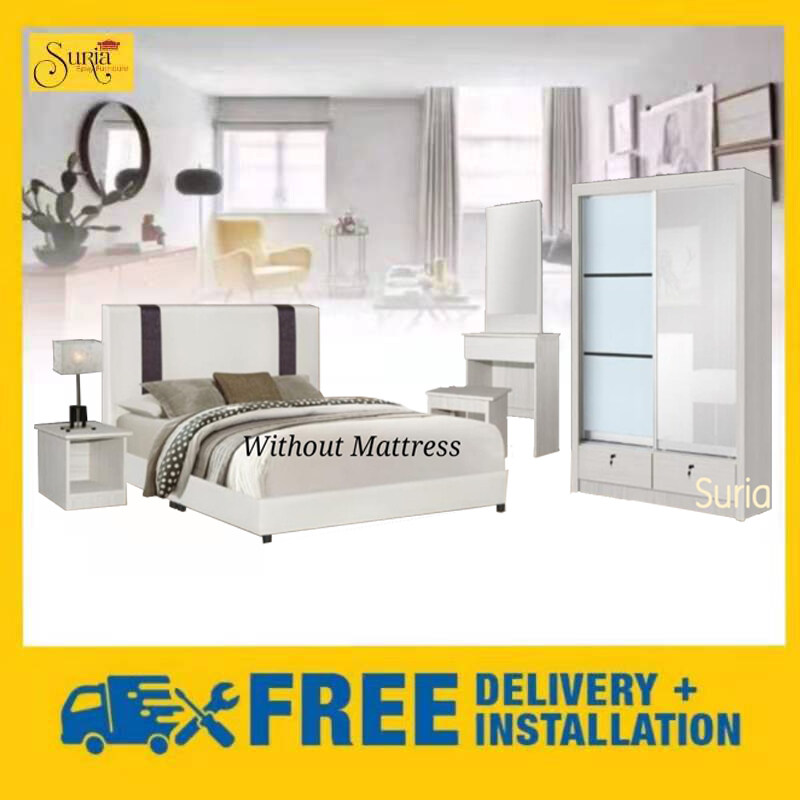 Suria Queen Bed Bedroom Set 4x6 ft / Set bilik tidur Cermin panjang