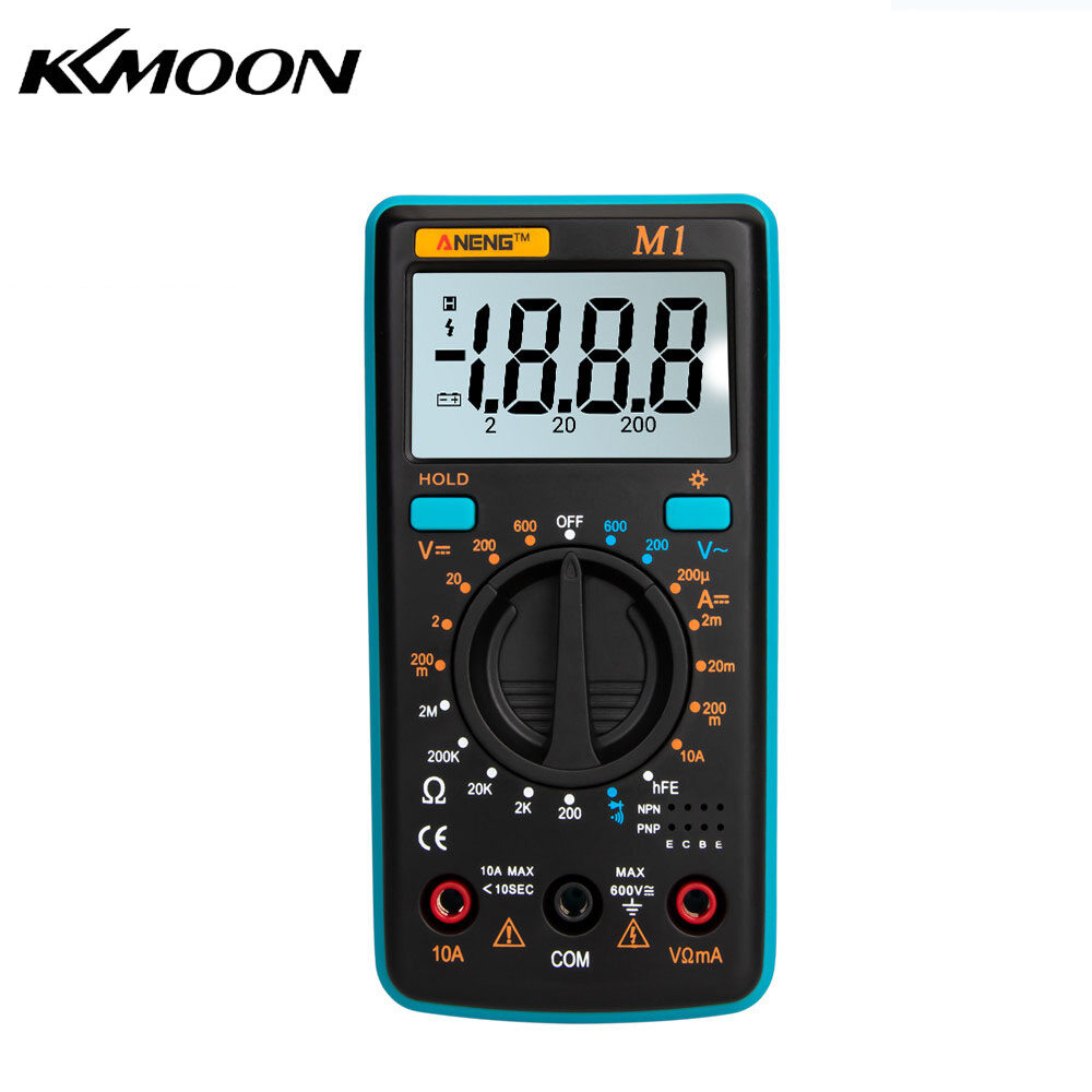 ANENG M1 Handheld Digital Multimeter LCD Backlight High Precision AC/DC Voltage Current Resistance Transistor Continuity Tester Overload Protection