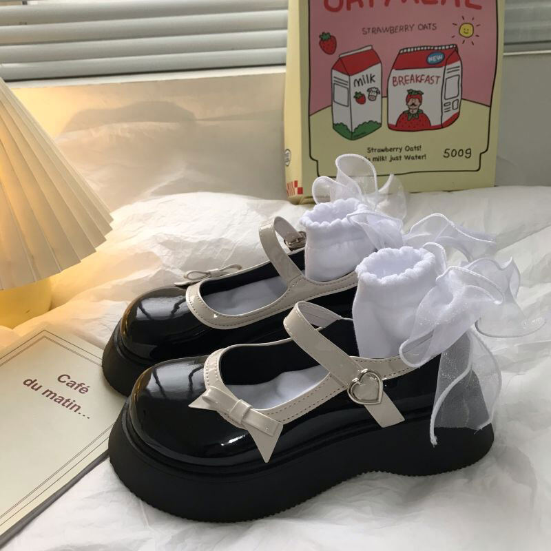 LAL Thick bottom small leather shoes female new French retro puffy cake bottom Mary Zhen shoes