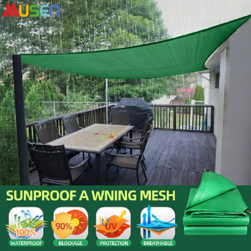MUSEN Sun Shade Outdoor Green Square Canopy Sail Sun Shade 90% UV Patio Sun Shelter for Patio Garden Backyard Facility and Activities