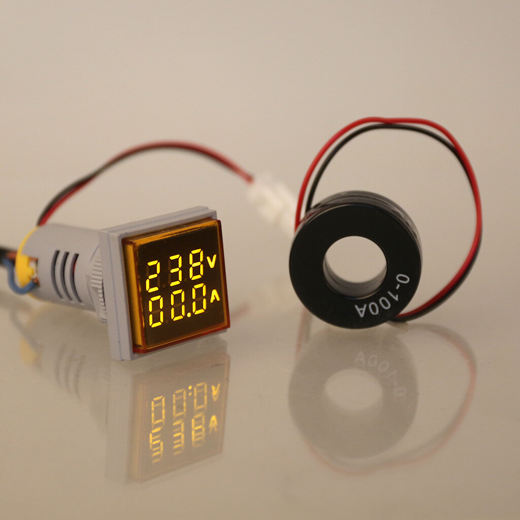 Kỹ Thuật Số LED Vôn kế Máy dò dòng điện hiển thị thời gian kép vôn kế bảng Ampe kế