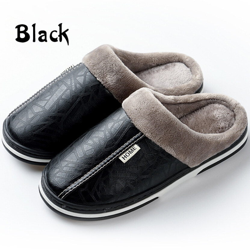 Có Được 1 Pair Non-Slip Chất Liệu Da PU Dày Có Đế Dép Đôi Đi Trong Nhà Dép Ấm Nhung Sang Trọng Dép Đi Trong Nhà Nam Nữ Kích Thước Lớn Không Thấm Nước giá rẻ