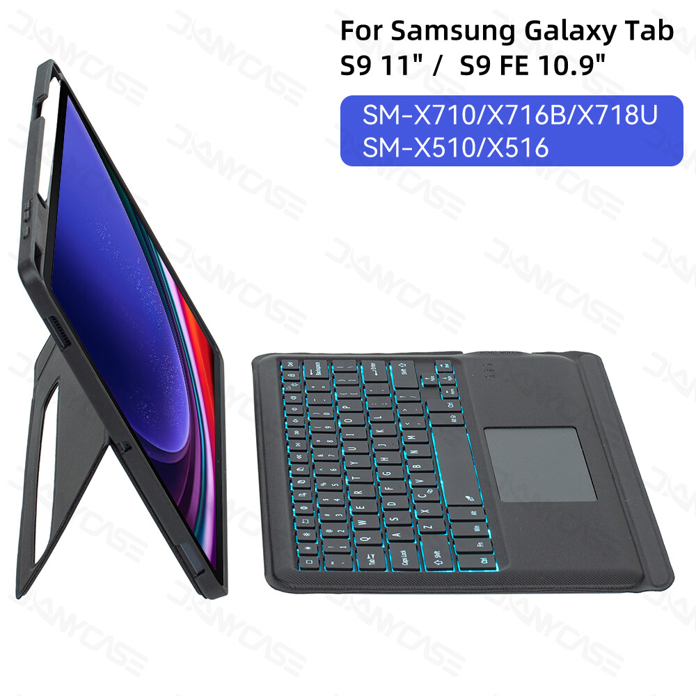 Magic keyboard case for samsung galaxy tab a8 10.5" s6 lite 10.4" s7/s8/s9 a9 plus 11inch s9 fe 10.9inch s7 fe s7 plus s8 plus s9 plus s9 fe+ 12.4inch detachable wireless bluetooth-compatiable backlit tablet keyboard cover