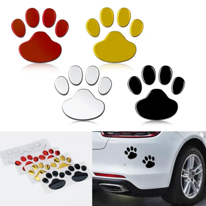 2pcs Set Car Sticker Cool Design Paw 3d Animal Dog Cat Bear Foot Prints Footprint Decal Car Stickers Silver Red Black Golden Lazada Singapore