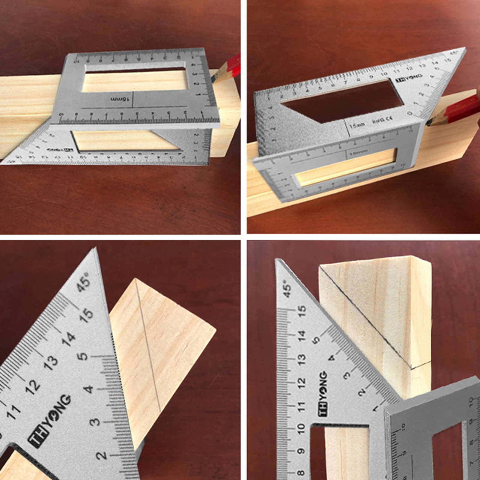 SZC Aluminum Alloy 45/90 Degree Angle Ruler Vertical T-shape Gauge Protractor Tool