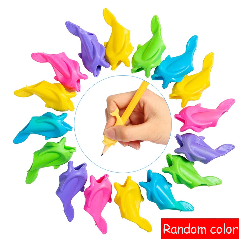 YESPERY 3pcs Children Writing Pencil Grasp Silicone 2-Finger Writing Training Aid Posture Correction Device Guidance on Correct Pencil Grip Random Color