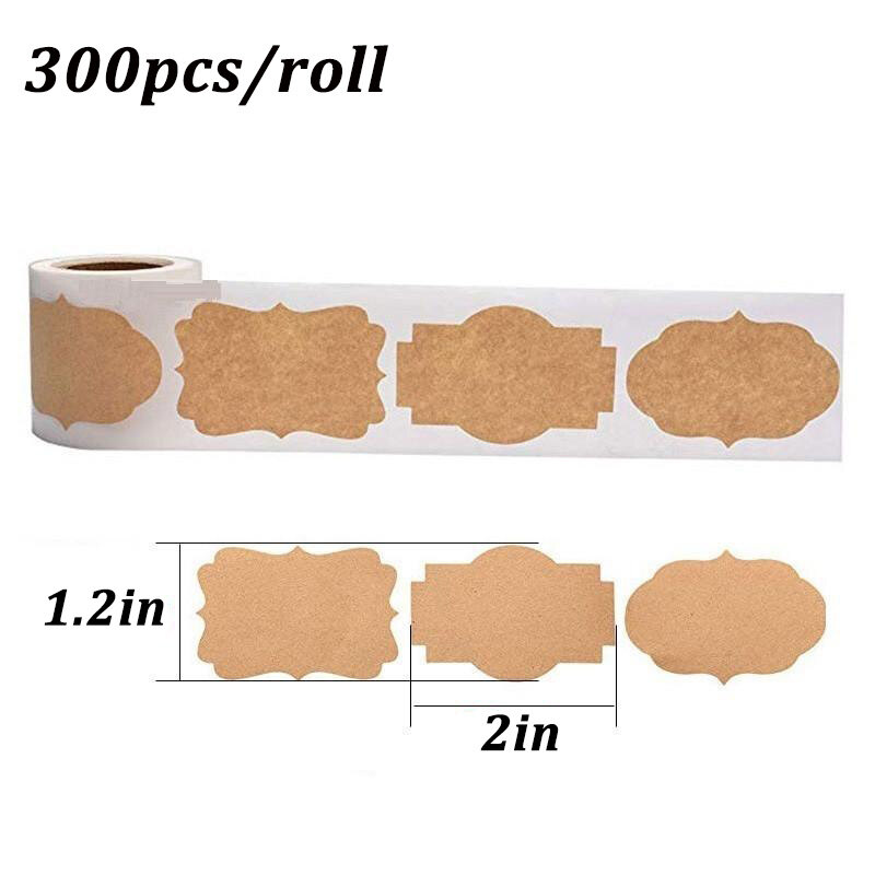 300Pcs/Roll Paper Office Classification Glass Kraft For Bottle Blank Baking Label Sticker