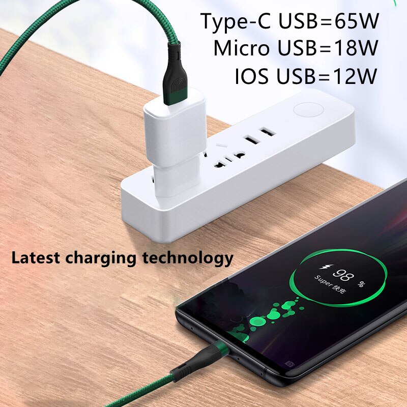 Zeallion Cáp USB Type C 6A Cho Huawei Honor Cáp Sạc Nhanh Xiaomi Redmi 66W