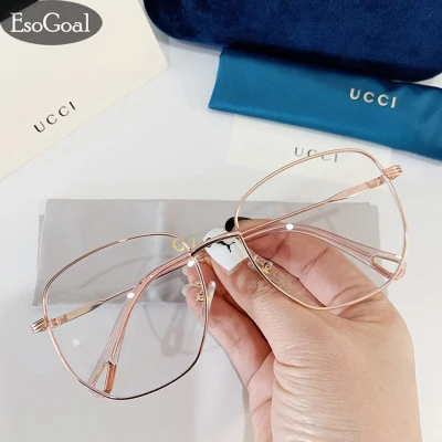 [Promotion!] EsoGoal New Anti Blue Light Glasses Anti Radiation Eyeglass Anti-ultraviolet Eyewear Retro Metal Glasses Frame Fashionable Home Glasses for Men & Women