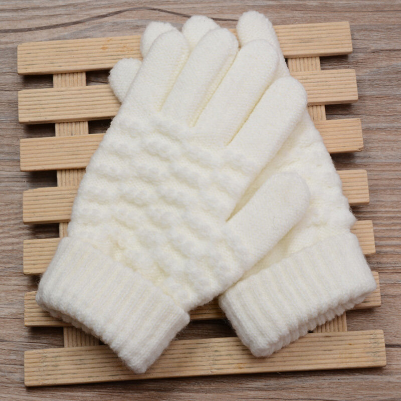 Solid Color Kids Baby Gloves Winter Warm Children Baby Girl Thicken Knit Gloves Candy Colors Full Finger Teething Girls Gloves