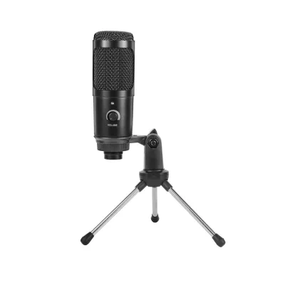 Metal USB Condenser Recording Microphone for Laptop Cardioid Studio Recording Computer Microphone with Tripod