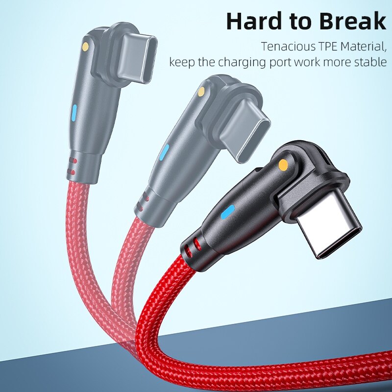 180° Rotatable 3A Fast Charging Type-C To Type-C Charging Data Cable / 2 In 1 Smartphone Braided Data Cable Compatible with All Type C Phone