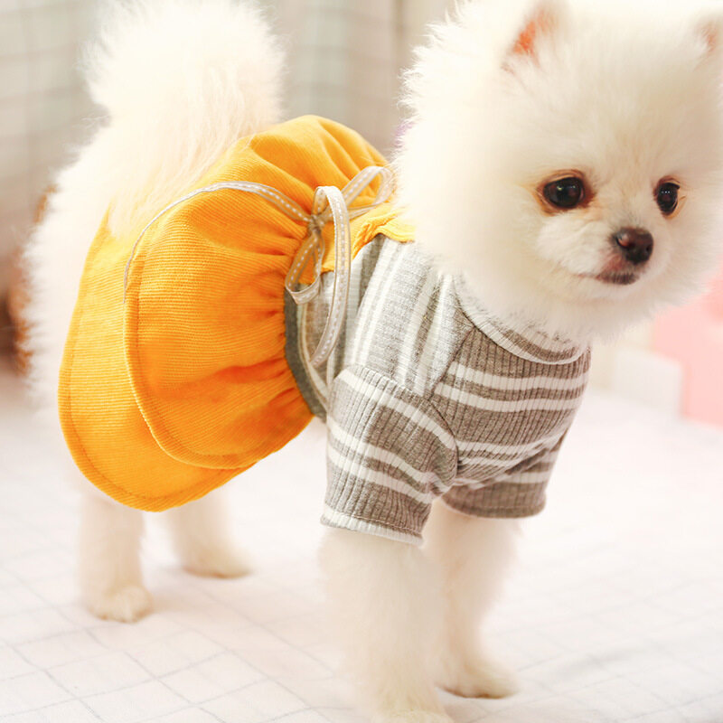 Quần Áo Cho Chó Kakaoppa Đầm Ấm Áp Vải Nhung Kẻ Sọc Cotton Cổ Lọ Cho Chó Cho Chó Cái Chó Nhồi Bông Shihtzu Pomeranian Chow