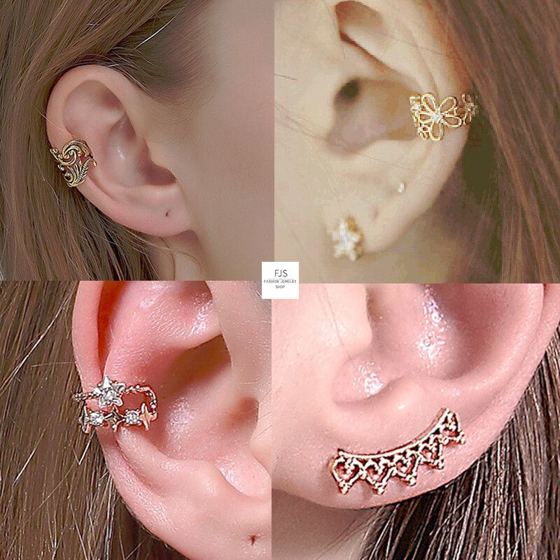 FJSL Non-pierced Female Ear Clip Flower Star Earrings Heart Pattern Fashion Jewellery