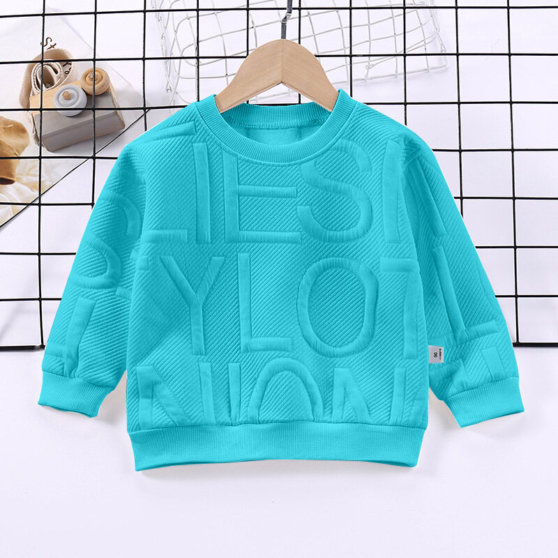 Autumn new children's casual letter sweater boys and girls clothing tops sweater baby long-sleeved pullover children's sweater，kids clothes