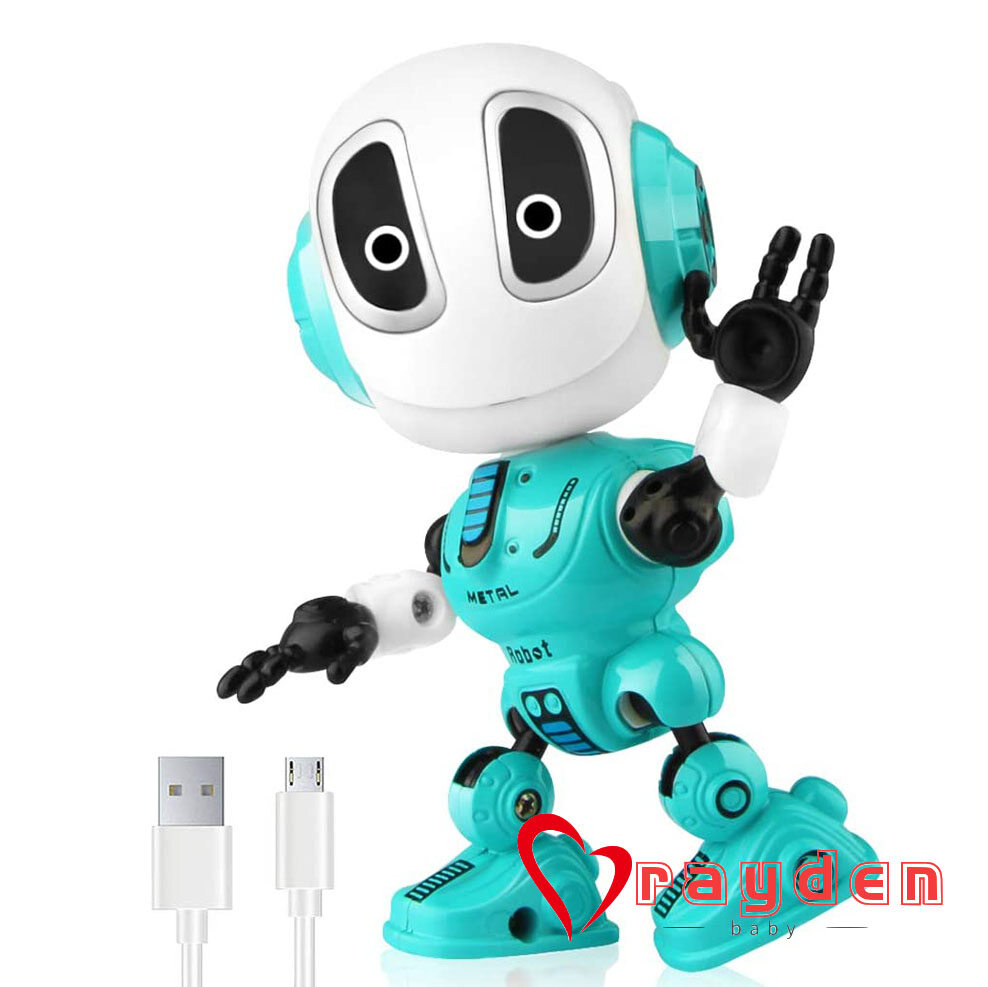 Robots for Kids Rechargeable Talking Robot Interactive Toy Repeats Your Voice Travel Toys with Portable Metal Body and Flashing Lights Robot Gifts for Boys and Girls