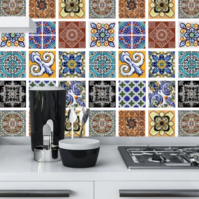 COOLCOOK 20PCS Moroccan Style Tile Effect Wall Stickers waterproof home decor Kitchen Bathroom Self-Adhesive