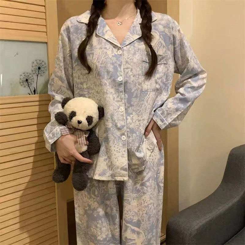 Guima Pajamas women's thin style simple and high-end new tie-dye home clothes can be worn outside autumn and winter high-end two-piece suit