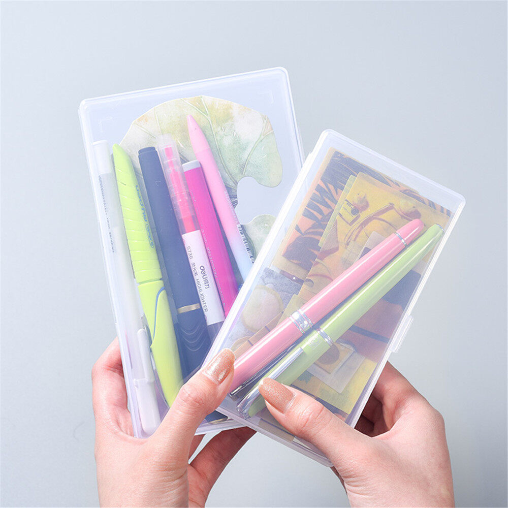 【YOY】Transparent Memo Mini Storage Box Student Plastic Pencil Box Desktop Organize Case