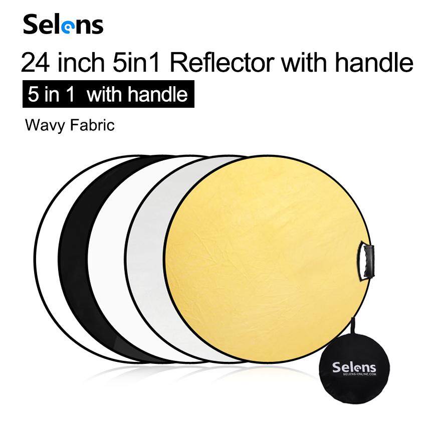 Portable Multi Disc Round Reflector Collapsible With Carrying Case For Photography Photo Studio Lighting With 2 Comfortable Grips for Studio or any Photography S Light Reflector 5-in-1 43 Inch 110cm