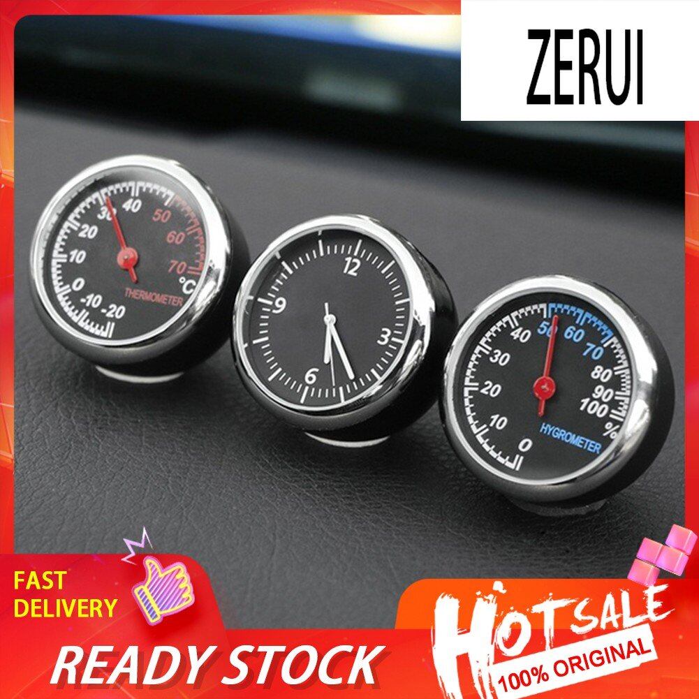 ZR FOR Car Interior Mini Quartz Watch Clock Hygrometer Thermometer Dashboard Ornament
