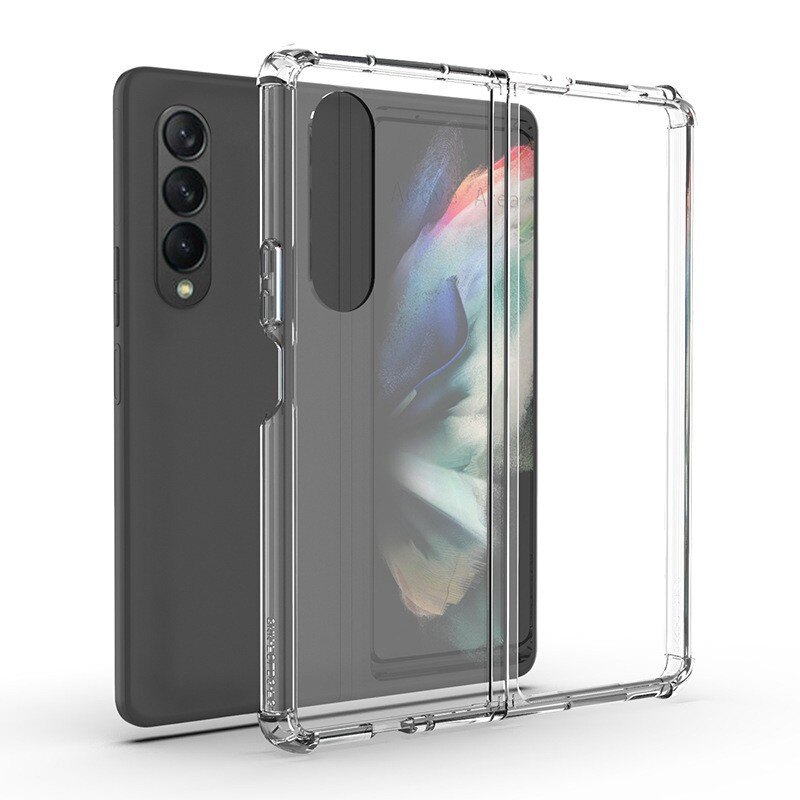 Shockproof Silicone Case for Samsung Galaxy Z Fold4 5G Front Back Clear Case Cover for Galaxy Z Fold 4 Bumper Shell Protective Case