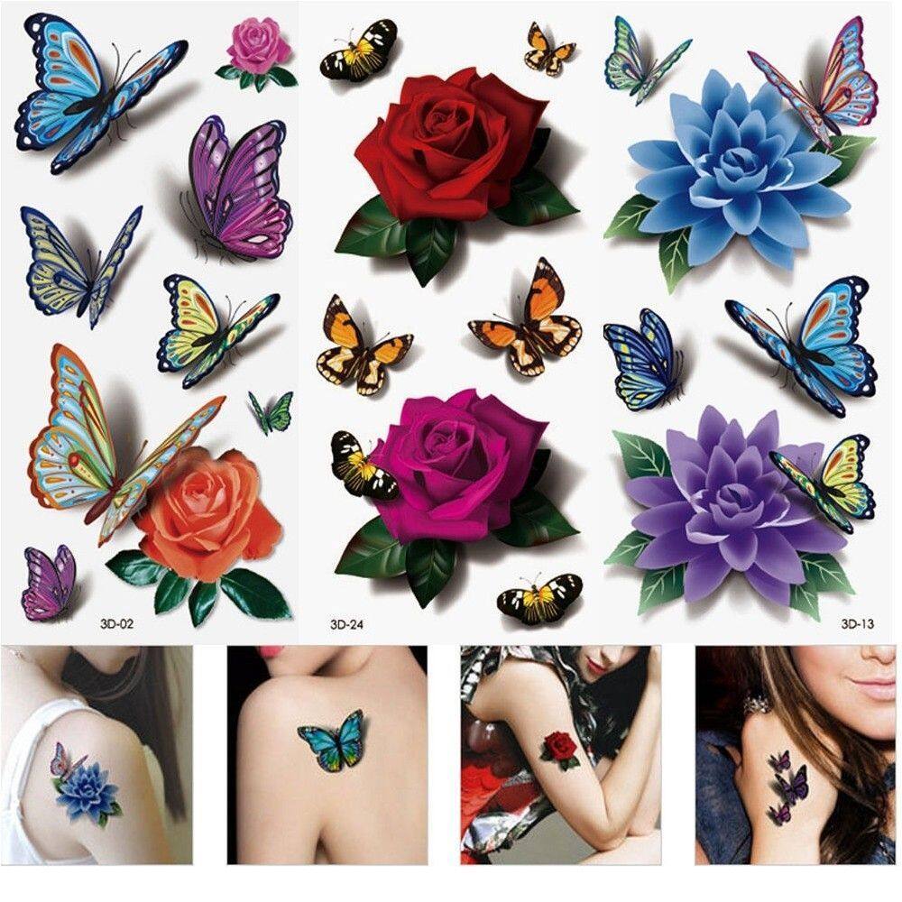 SHINNIY 3Pcs Lifelike Design Waterproof Art Tags 3D Tattoos Styles Chest  Tattoo Body Tattoos Butterfly Shape Decals Rose Flower Stickers Temporary  Tattoo | Lazada PH