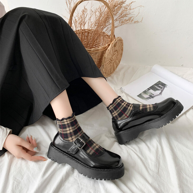 Giày Da Đế Tròn Trifle Mary Jane Cho Nữ, Giày Đơn Phong Cách Đại Học Jk Nhật Bản Màu Đen Mềm Mại Cổ Điển giá rẻ