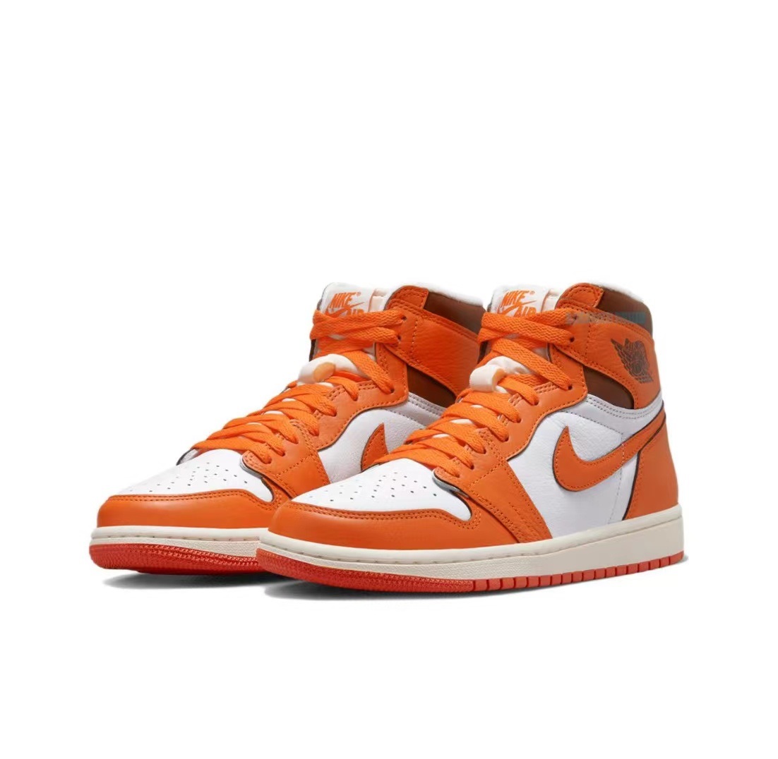 Men's sneakers Air 1 classic trend high og "starfish" broken small buckle classic basketball shoes high collar wear-resistant women's model white orange sneakers
