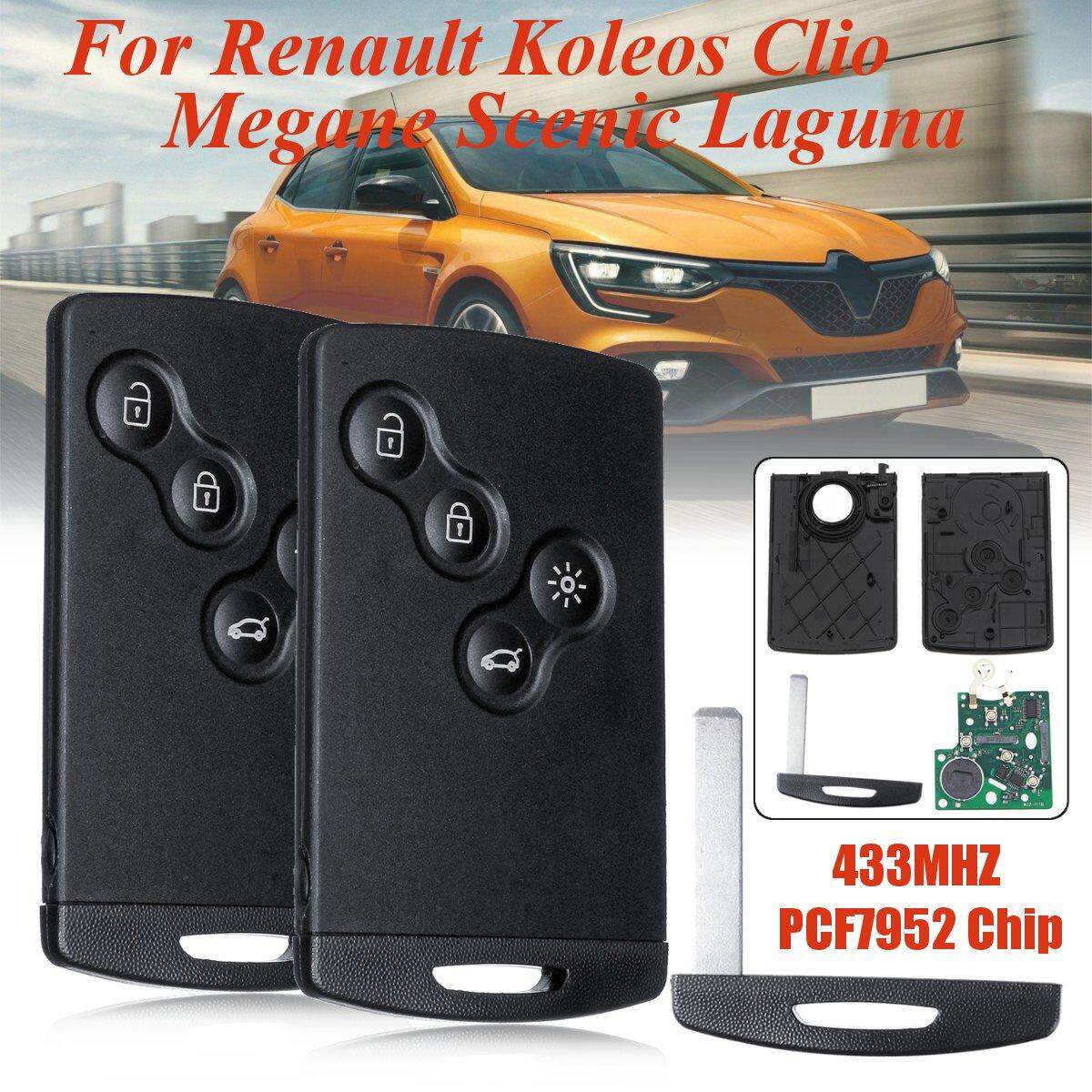 【Free Pengiriman + Flash Deal】pair 4 Tombol 433 MHZ PCF7952 Chip Tombol Remote untuk Koleos Clio Renault Megane Scenic
