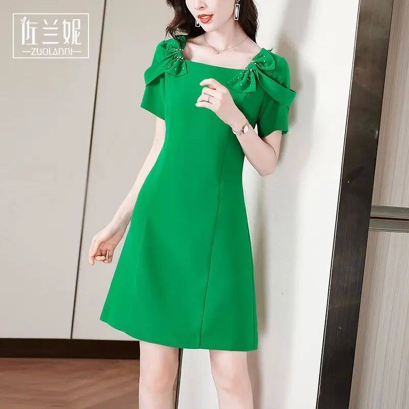 [Premium version] Highend green dress summer highend design small body slim and slim 2022 new